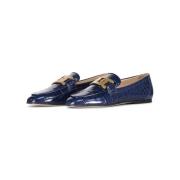 Tod's Krokodil Ballerina Loafers med Metallspänne Blue, Dam