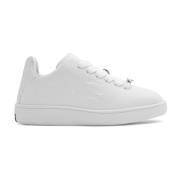 Burberry Vita Läder Sneakers Rund Tå Snörning White, Dam