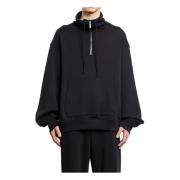 Helmut Lang Svart Tratt Hals Dragkedja Hoodie Black, Herr