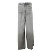 Haikure Grå Denim Straight Leg High Waist Jeans Gray, Dam