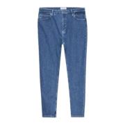 Calvin Klein Hög Midja Tapered Jeans i Blå Blue, Dam