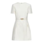 Valentino Ivory Ull Silk Mini Klänning Beige, Dam