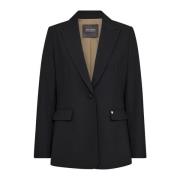 MOS Mosh Elegant Svart Blazer med V-Hals Black, Dam