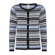 Skovhuus Jacquard Buttoned Cardigan Svart/Blå Multicolor, Dam