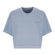 Autry Blå Bomull Cropped T-shirt Blue, Dam