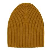 GALLO Gul Ribbstickad Beanie i Ull, Silk, Kashmir Yellow, Unisex