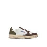 Autry Vintage Militärgrön Brun Läder Sneakers Multicolor, Herr