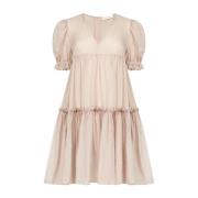 Nina Ricci Silk Bomull Babydoll Klänning Rosa Pink, Dam