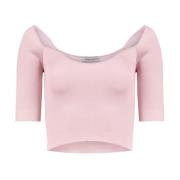 Nina Ricci Rosa Heart Neckline Cropped Top Pink, Dam