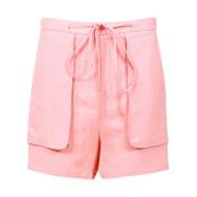 Mauro Grifoni Bomull Linne Dragsko Shorts Enfärgad Pink, Dam