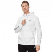 Emporio Armani EA7 Vit Armani Sweatshirt Zip Hoodie White, Herr