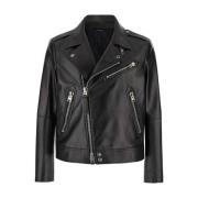 Tom Ford Svart Läder Bikerjacka Black, Herr