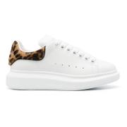 Alexander McQueen Vita Sneakers med Kalvhårshäl White, Dam