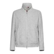 Brunello Cucinelli Chevron Bomber Jacket Gray, Herr