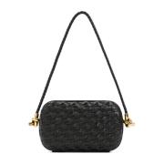 Bottega Veneta Mörkgrön Knutrem Clutch Black, Dam