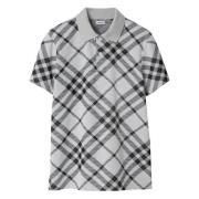 Burberry Check Jacquard Polo Shirt Slim Fit Gray, Herr