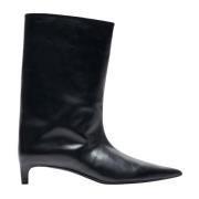 Jil Sander Läder Ankelboots Spetsig Tå Kattklack Black, Dam