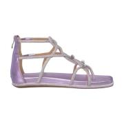 Alma EN Pena Glittrande platt sandal med dragkedja Purple, Dam