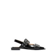 Ganni Stilrena Ballerina Flats Black, Dam