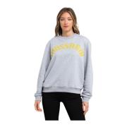 Trussardi Logo Sweatshirt Rund Hals Bomull Polyester Gray, Dam