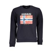 Napapijri Blått Casual Sweatshirt med Rund Hals Blue, Herr