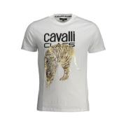 Cavalli Class Tryckt Logotyp Rund Hals T-Shirt White, Herr