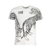 Cavalli Class Tryck Logo Rund Hals T-shirt White, Herr