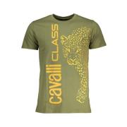 Cavalli Class Tryck Logo Rund Hals T-shirt Green, Herr