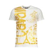 Cavalli Class Tryck Logo Rund Hals T-shirt White, Herr