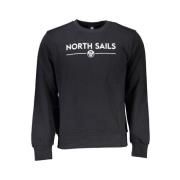 North Sails Svart Bomullssweatshirt med Tryckt Logotyp Black, Herr