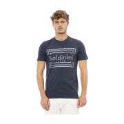 Baldinini Blå kortärmad casual elegans T-shirt Blue, Herr