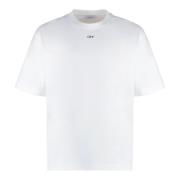 Off White Räfflad bomull T-shirt White, Herr