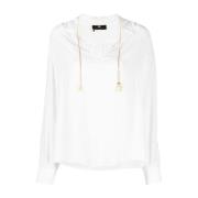 Elisabetta Franchi Vit Kedjeblus Krepp Textur White, Dam