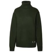 A.p.c. Broderad Logga Halsduk Pullover Militärgrön Green, Dam