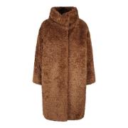 Herno Faux Fur Midi Coat Brown, Dam