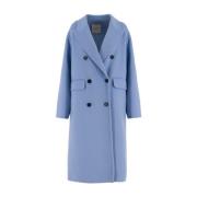 Ermanno Scervino Klassisk Dubbelknäppt Kappa Blue, Dam