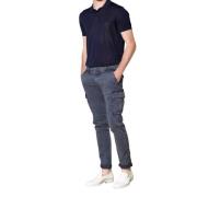 Mason's Extra Slim Cargo Byxor i Stretch Twill Blue, Herr