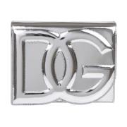 Dolce & Gabbana Silver Laminerad Läder Axelväska Gray, Dam