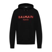 Balmain Tryckt huvtröja Black, Herr