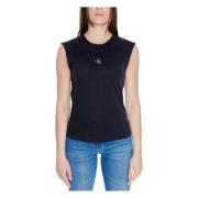 Calvin Klein Jeans Svart Ärmlös Bomull T-shirt Black, Dam