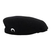 Marine Serre Svart ullbaserad fransk basker Black, Unisex