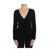 Versace Jeans Couture Svart Stretch Långärmad Tröja Black, Dam