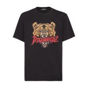 Dsquared2 Grafiskt Tryck T-shirts och Polos Svart Black, Herr