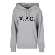 A.p.c. Grå Hoodie med Sammet Logo Gray, Dam