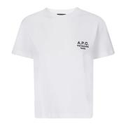 A.p.c. Vit Boxy Fit T-shirt med Broderat Logotyp White, Dam