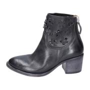 Moma Vintage Läder Ankelboots för Kvinnor Black, Dam