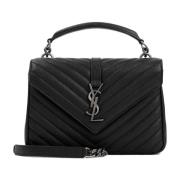 Saint Laurent Klassisk YSL Collegeväska i Svart Black, Dam