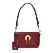 Love Moschino Guld Cirkel Vin Axelväska Red, Dam