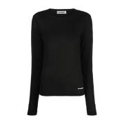 Jil Sander Svart Bomull T-shirt med Logotyp Black, Dam