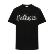 Alexander McQueen Svart T-shirt med logotyptryck Black, Herr